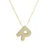 Jeweled Cz Bubble Letter Initial Necklace- GOLD