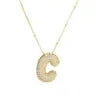 Jeweled Cz Bubble Letter Initial Necklace- GOLD
