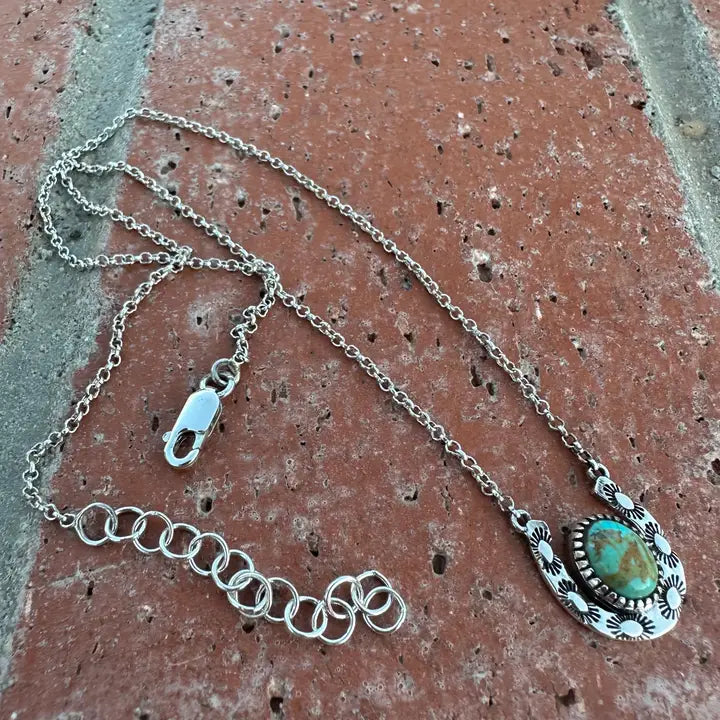 Handmade Turquoise & Sterling Silver Horseshoe Necklace