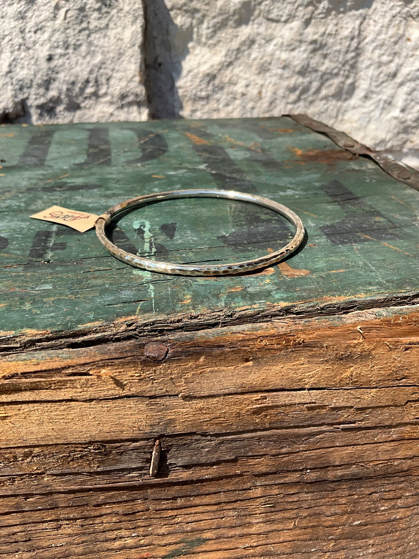 Sterling Hammered Bangle Single