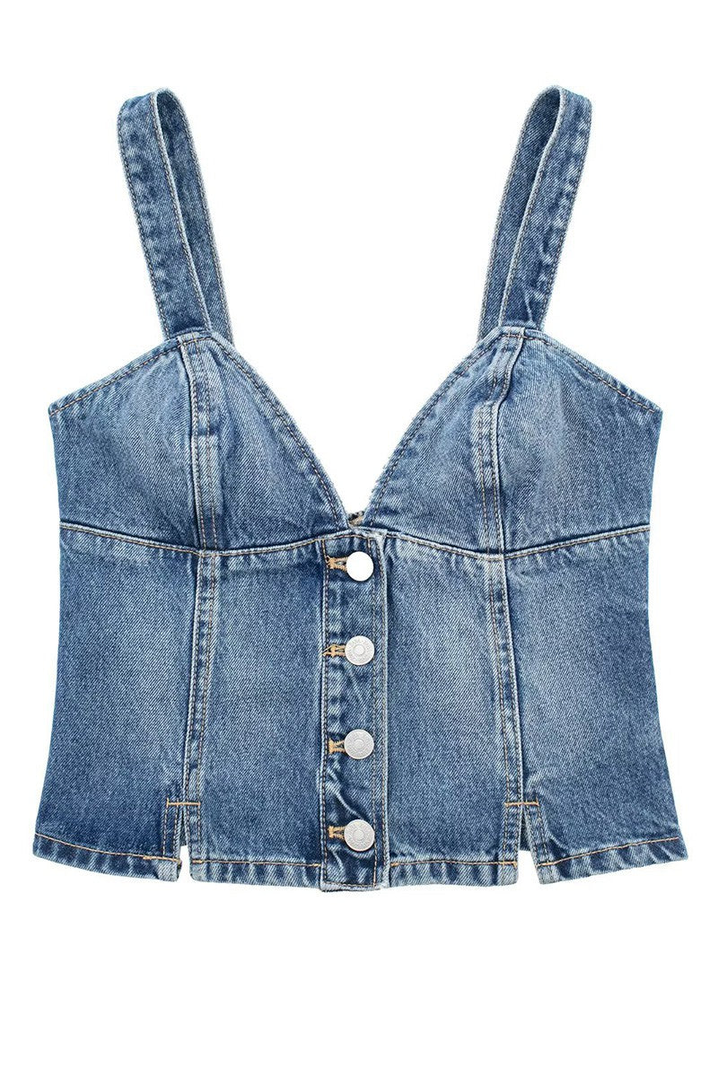 Denim Button Down Corset