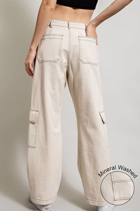 Solid Cargo Pants Oatmeal