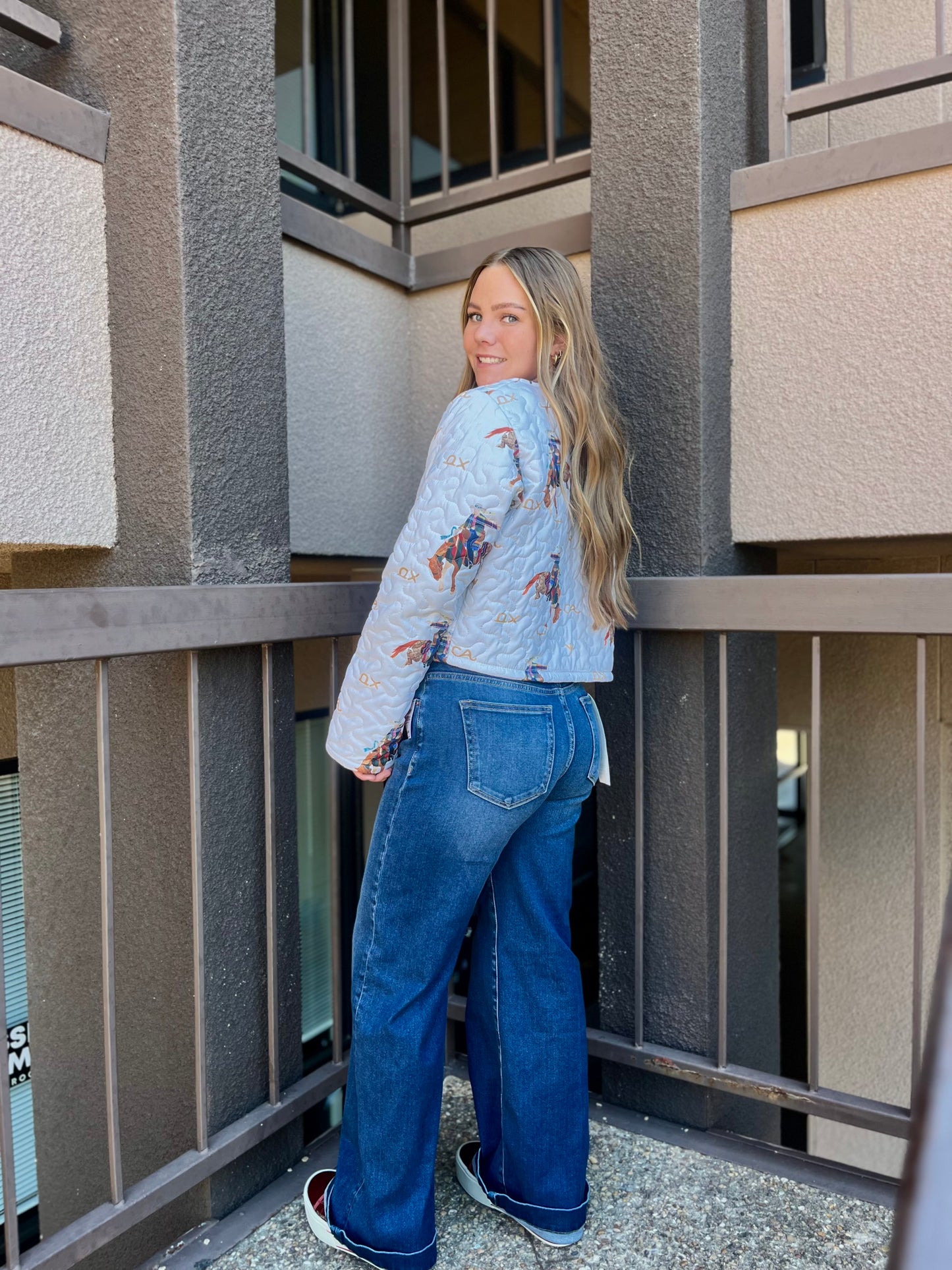 Casey Cowgirl Patchwork Linen Cropped Jacket