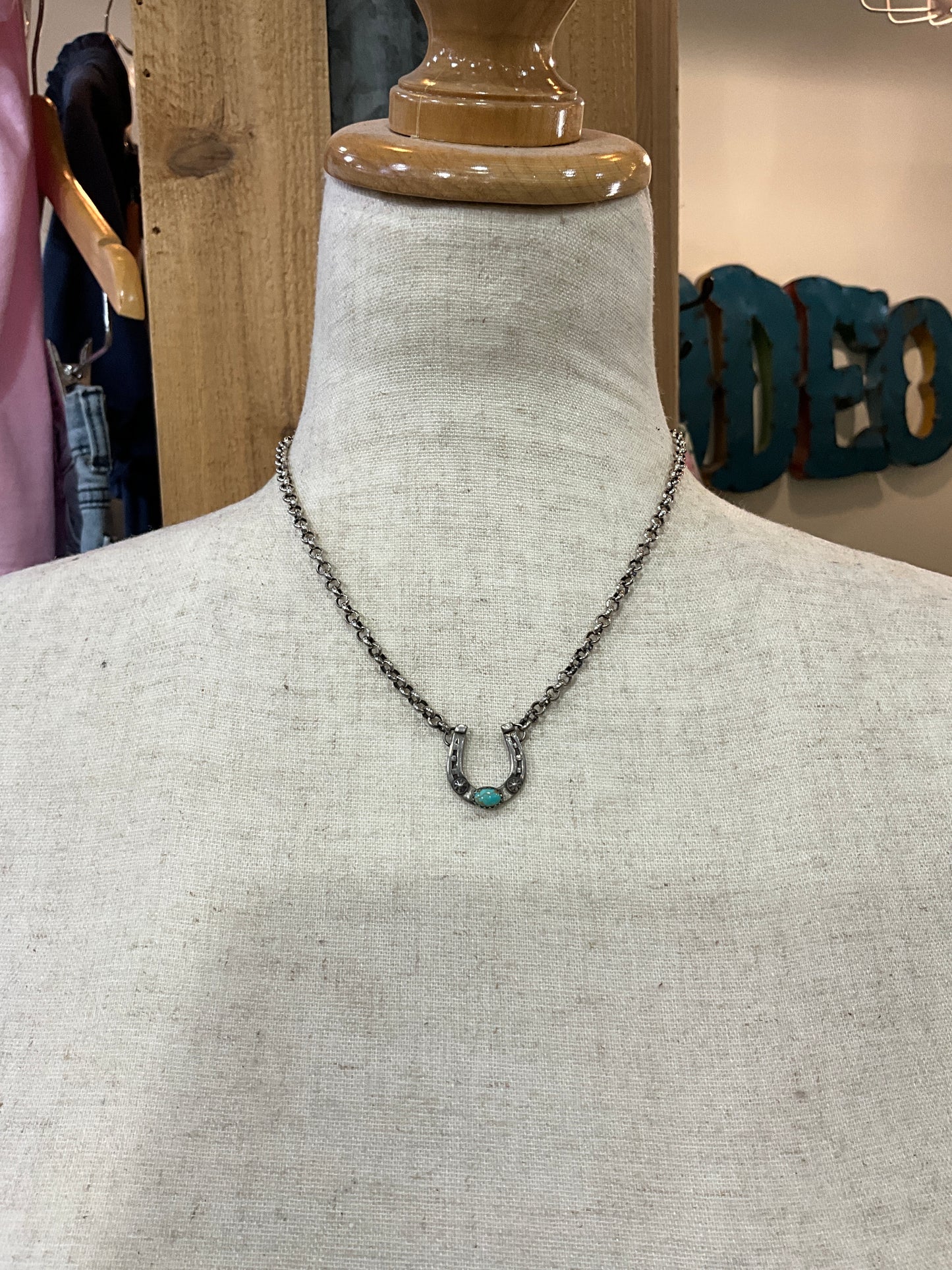 Horseshoe Turquoise & Stud Necklace