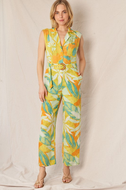 Lime Orange Multi Printed Jumpsuit