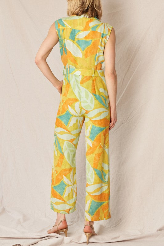 Lime Orange Multi Printed Jumpsuit
