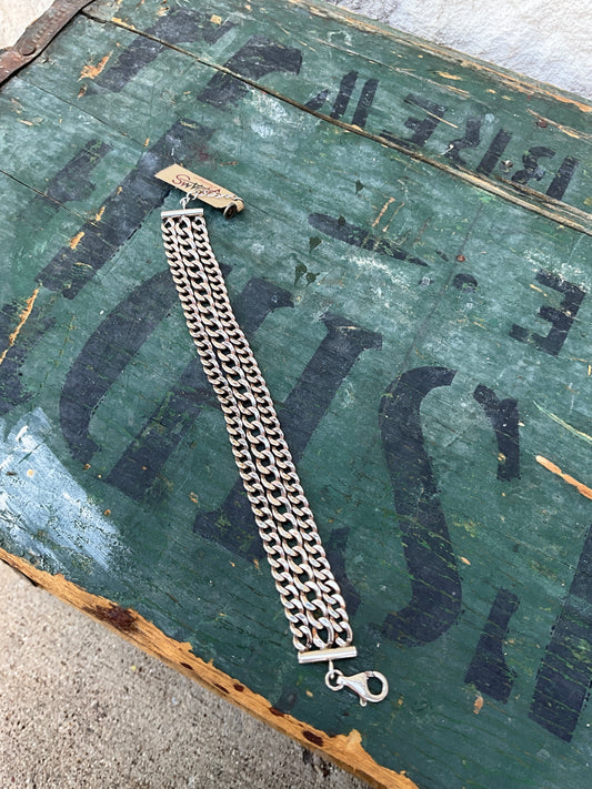 Sterling Triple Chain Link Bracelet