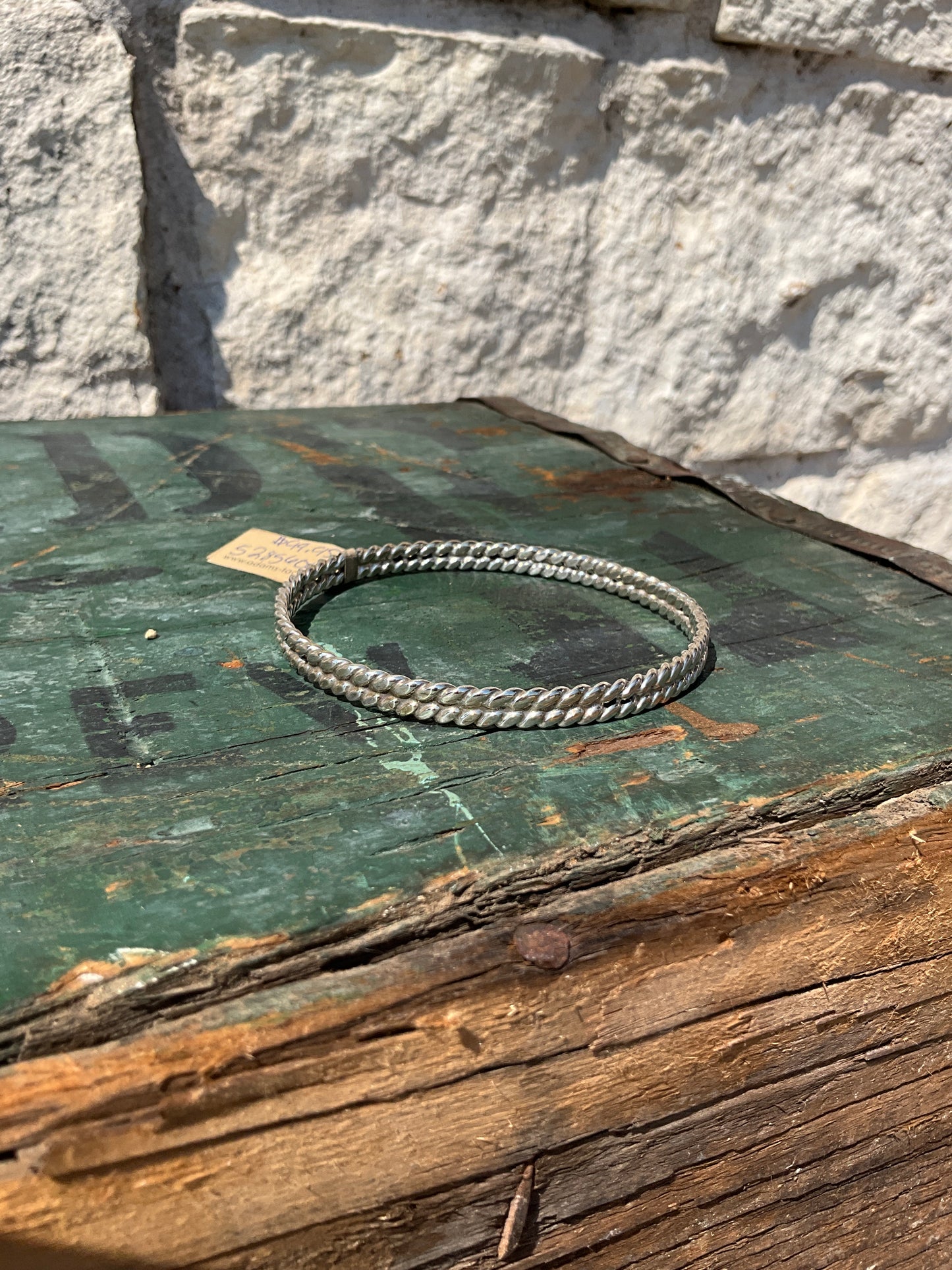 Double Rope Silver Bangle