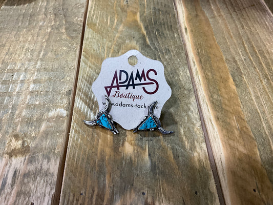 Turquoise Stone Steer Earrings