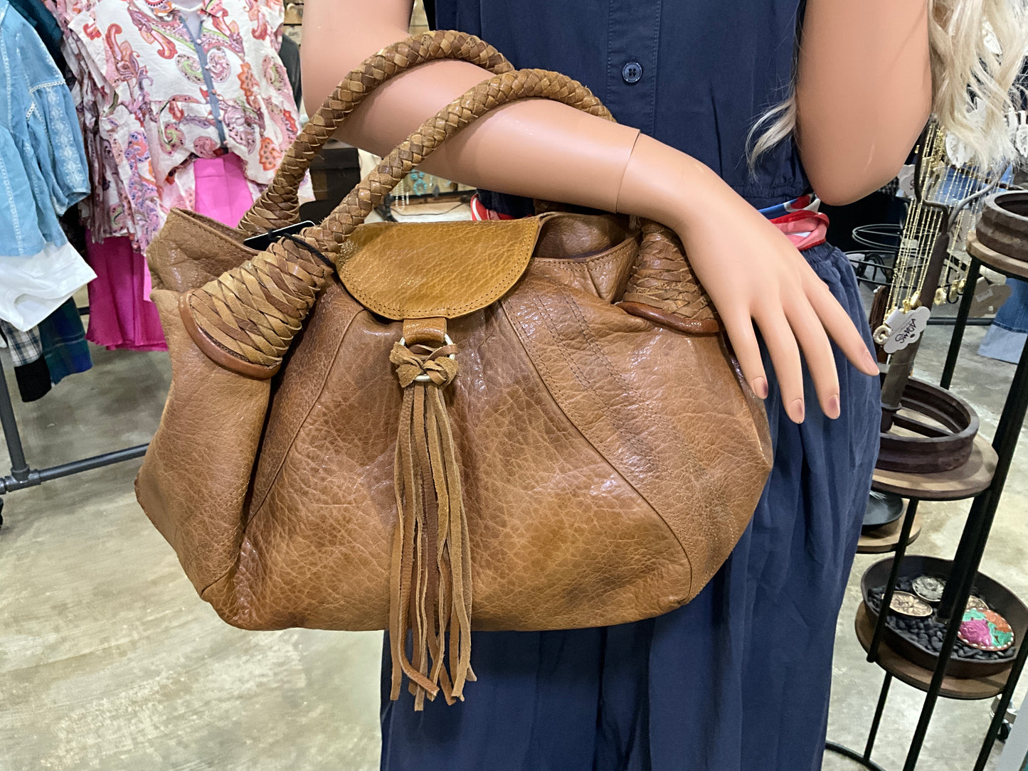 Soft Leather Cognac Handbag