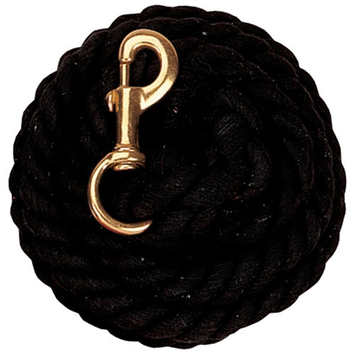 Cotton Lead Rope with Brass Plated 225 Snap, 5/8" x 10' Black