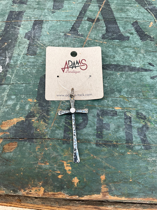 Cross w/ White Stone Charm