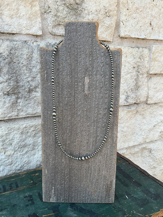 Sterling Silver Pearls Necklace 22 Inch