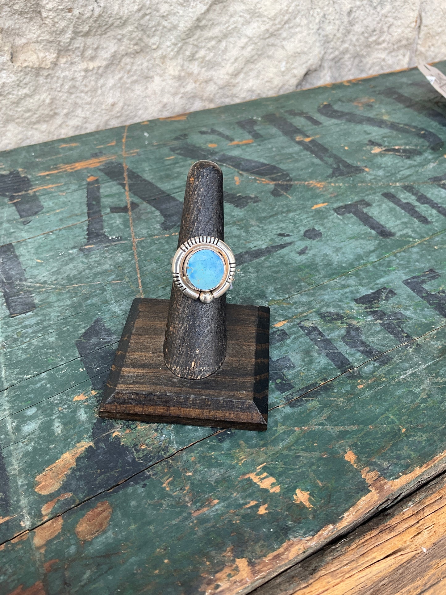 Joelias Draper Turquoise & Sterling Silver Ring Size Adj.