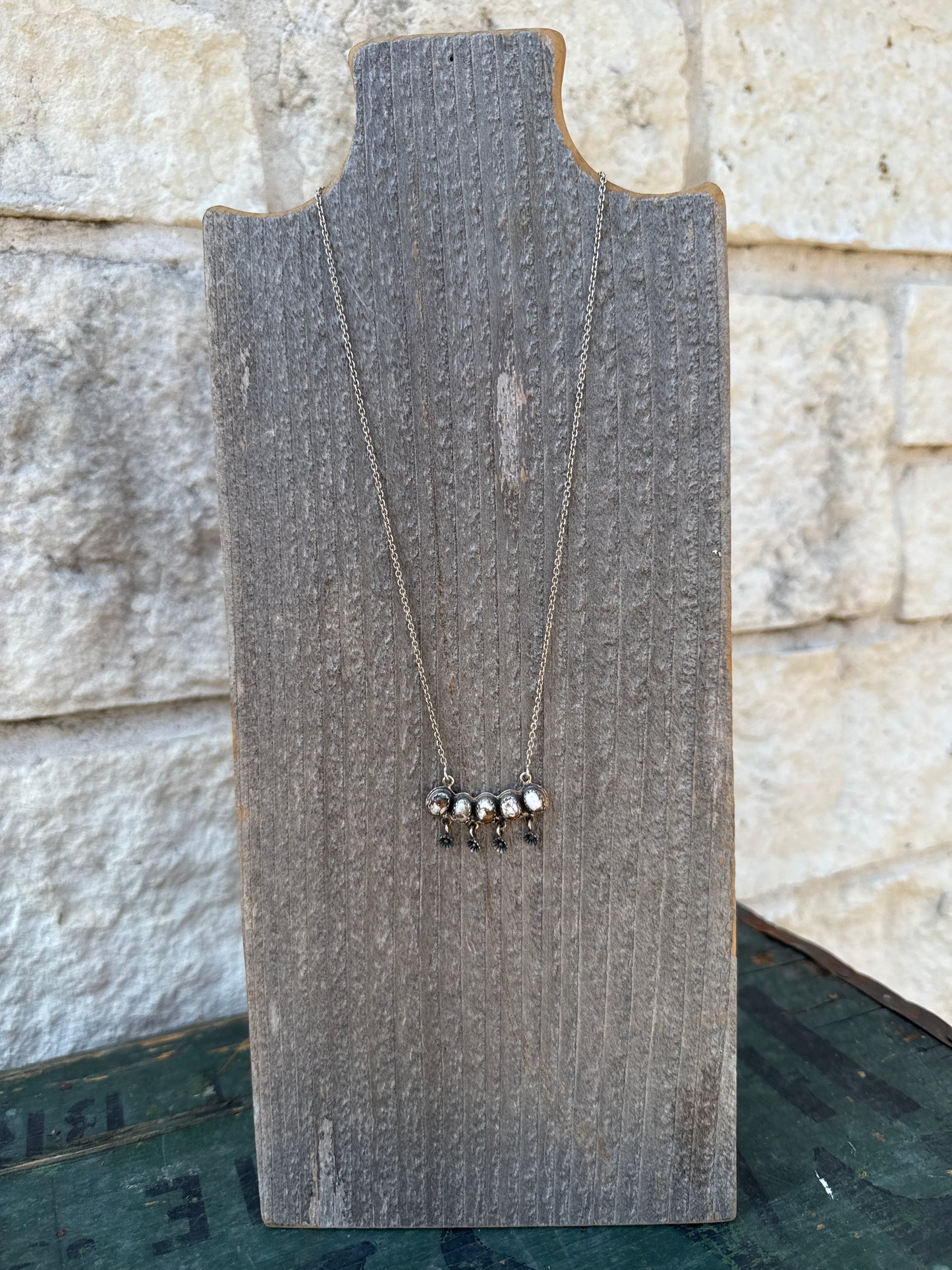 Handmade Sterling Silver & Wild Horse 5 Stone Necklace