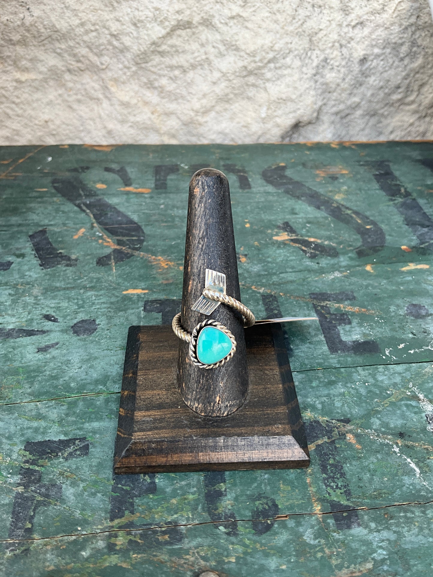 Navajo Sterling Silver & Turquoise Adjustable Arrow Ring