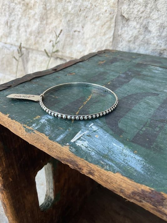Sterling Tiny Dot Bangle Bracelet