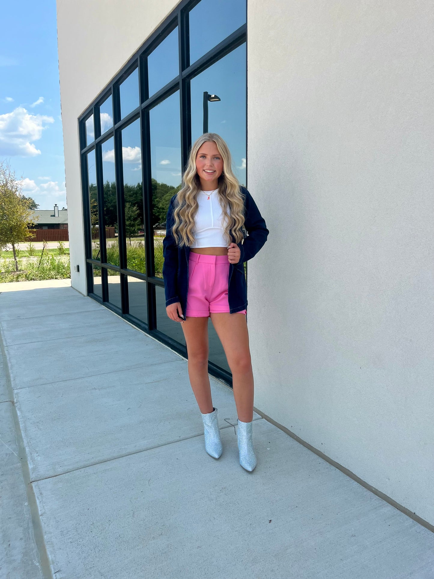 Pink Pintucked Shorts