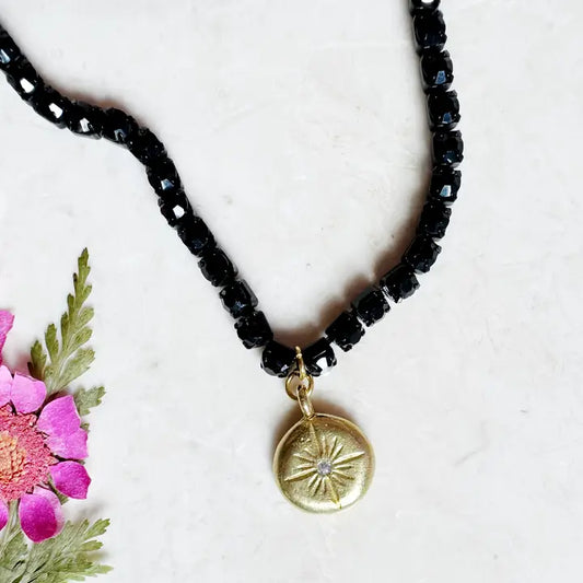 Sparkle Choker Button Star Charm Necklace