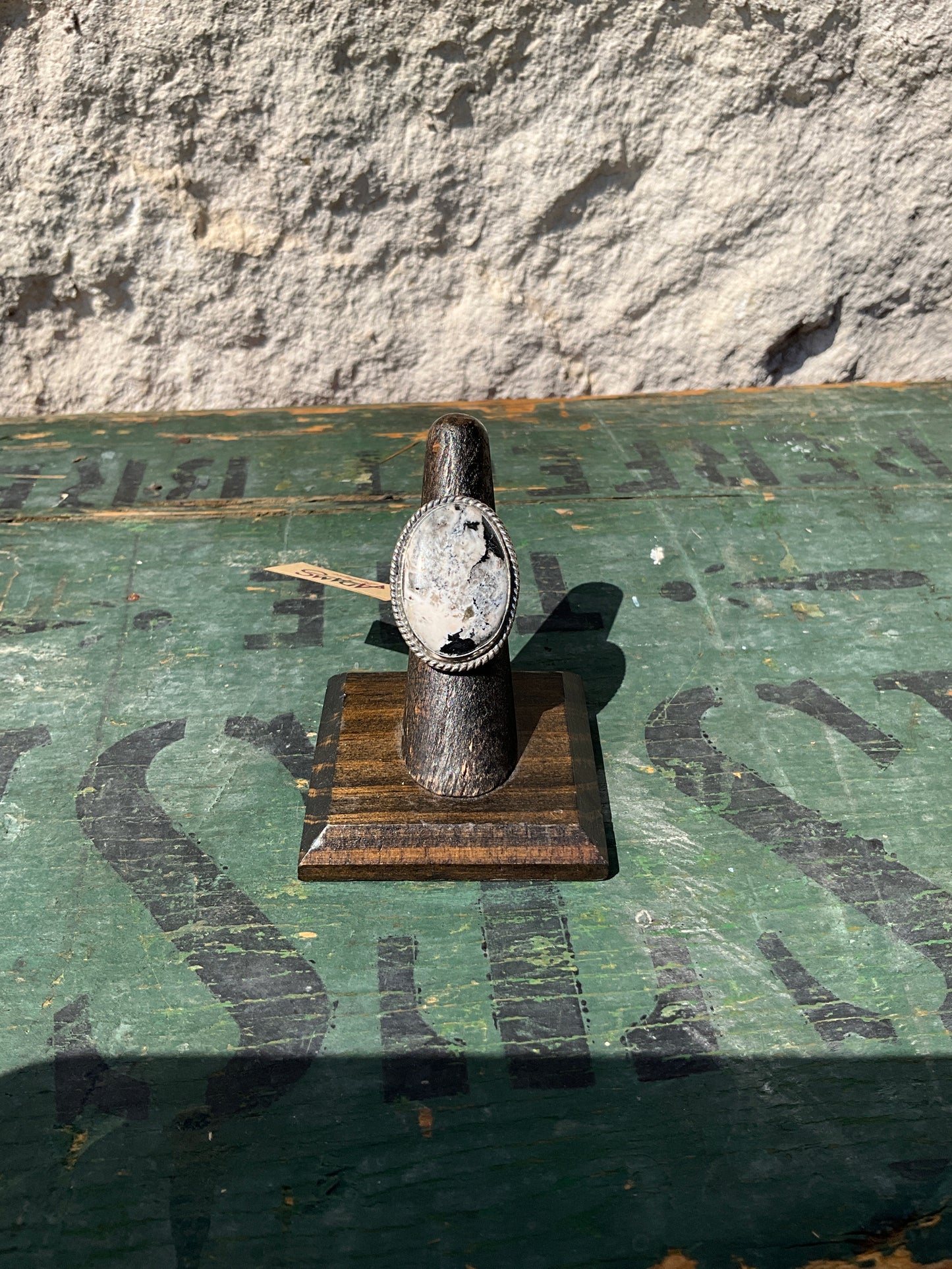 Navajo White Buffalo & Sterling Silver Ring sz 6.5