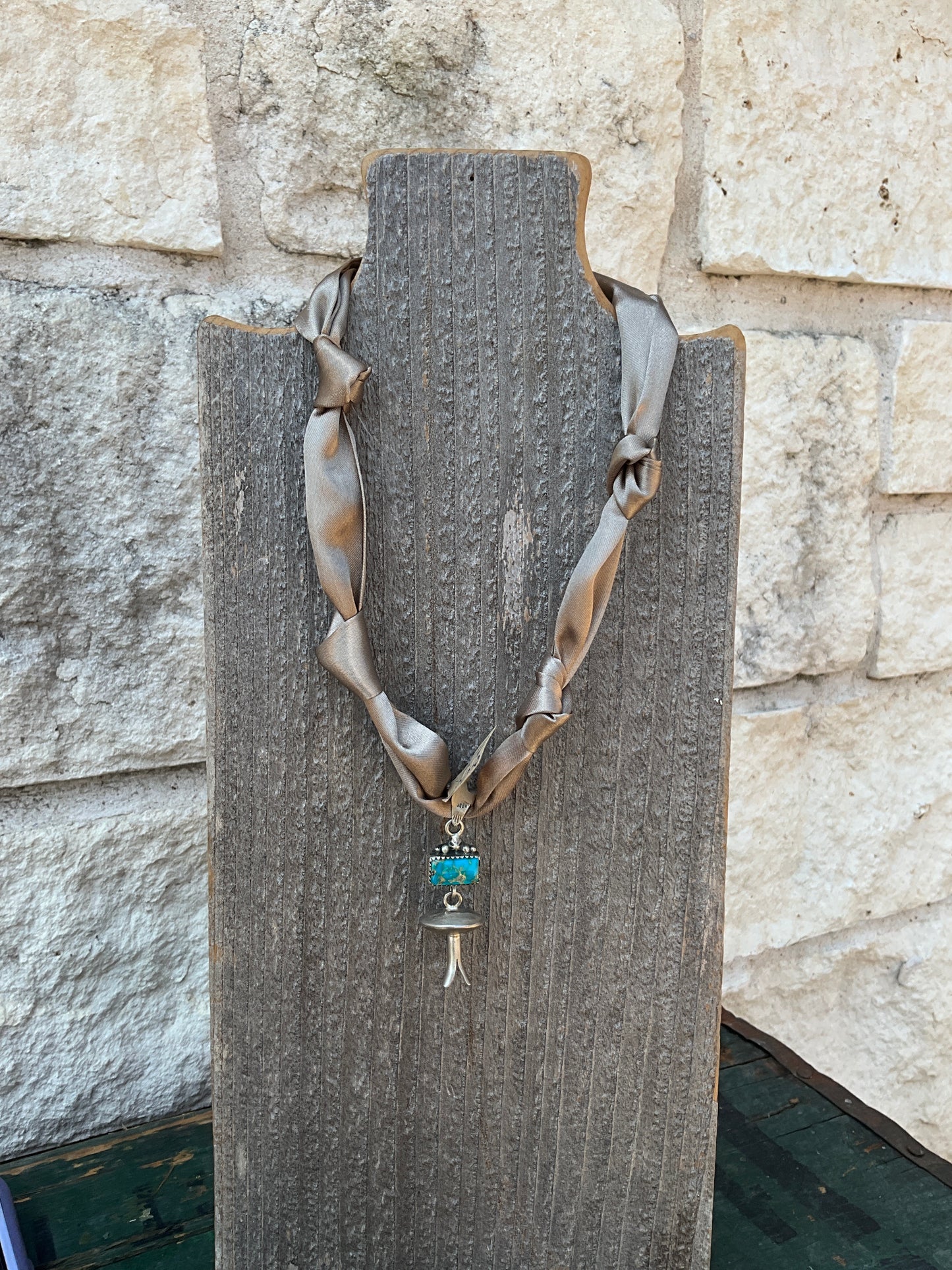 Handmade Sterling Silver Sonoran Mountain Turquoise Blossom Pendant