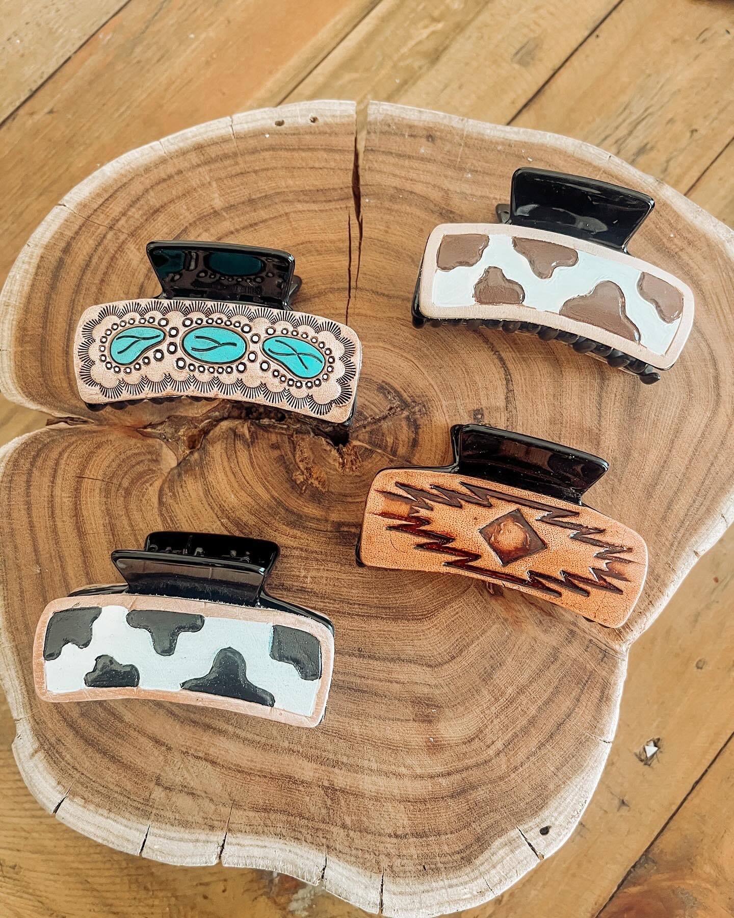Tooled Leather Hair Claw