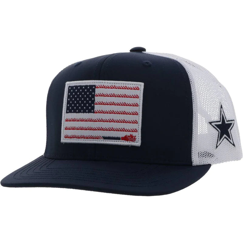 HOOEY DALLAS COWBOYS HAT BLUE WHITE W RED WHITE BLUE FLAG PATCH Adams Tack