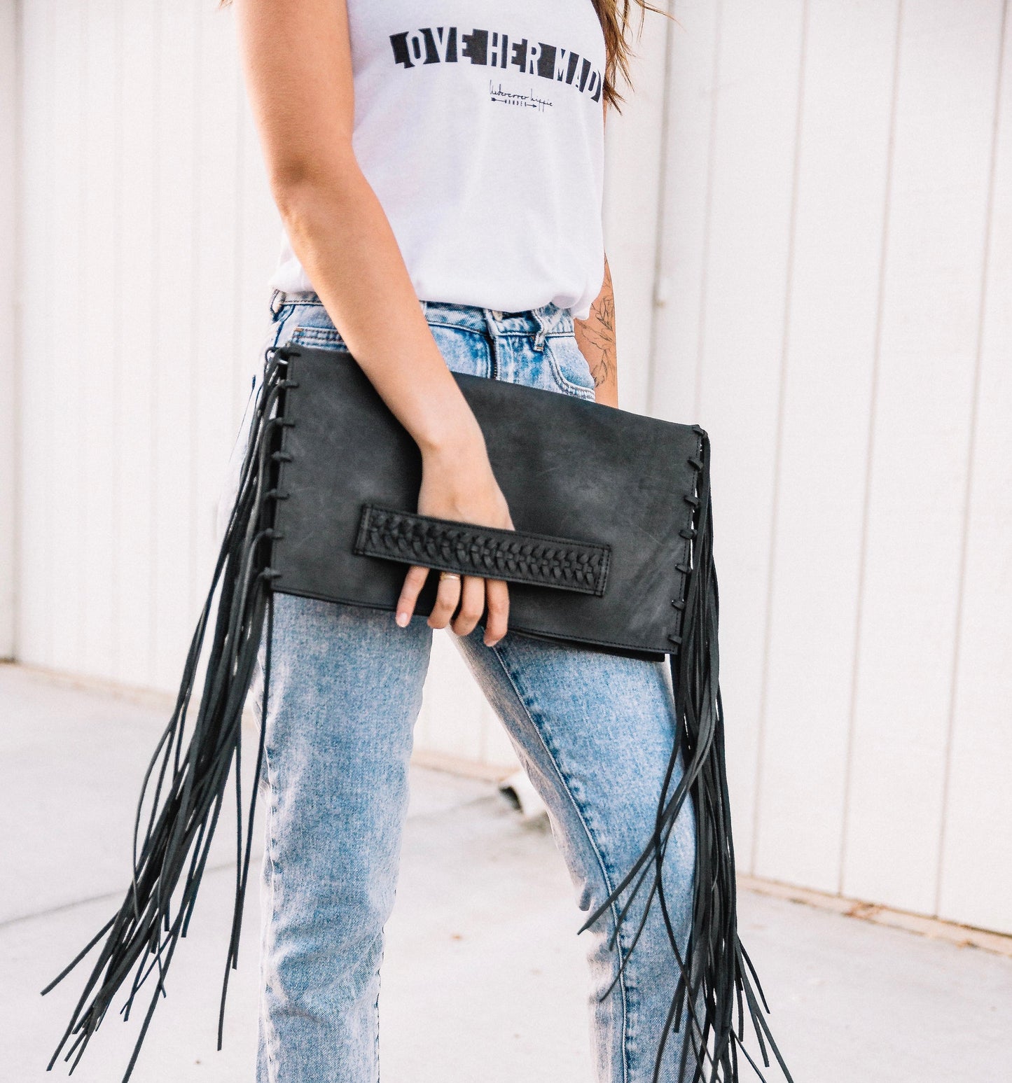 LITA Black Leather Clutch