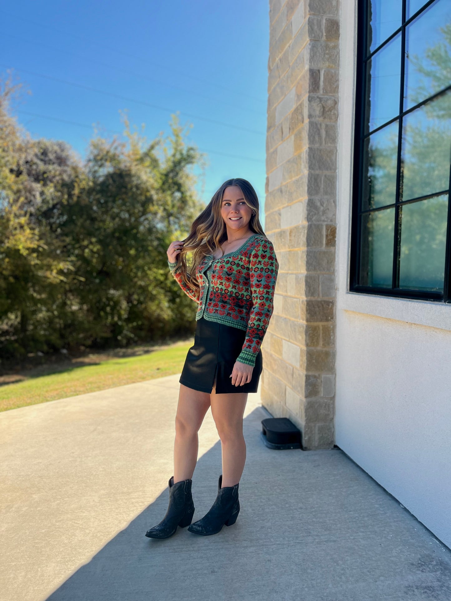 Vintage Floral Jacquard Knit Cardigan