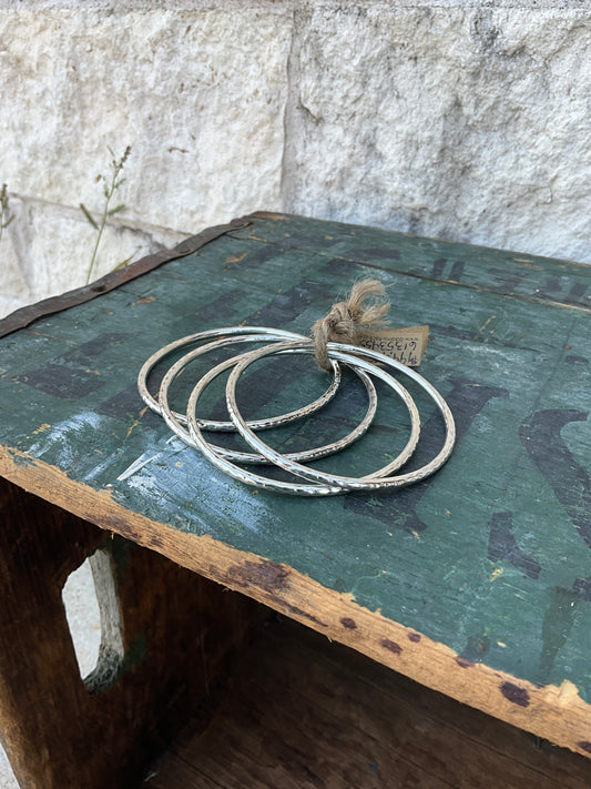 Hammered Silver Bangles (4)
