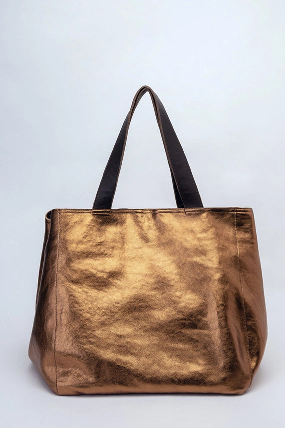Extra Large Bronce Leather Tote Bag
