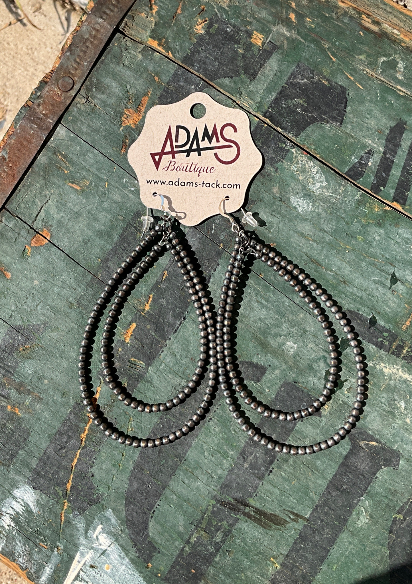 Navajo Sterling Silver Pearl Beaded Dangle Hoop Earrings