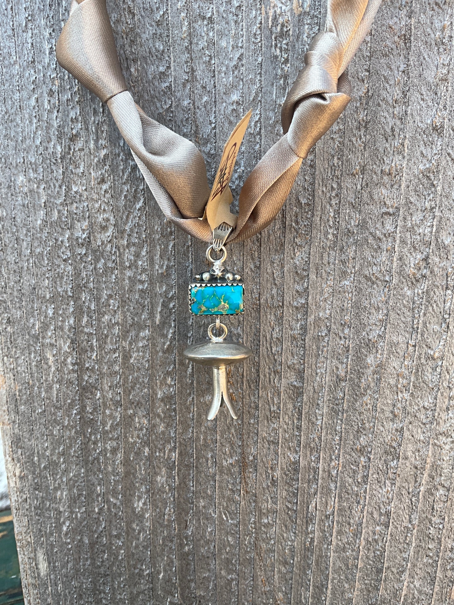 Handmade Sterling Silver Sonoran Mountain Turquoise Blossom Pendant