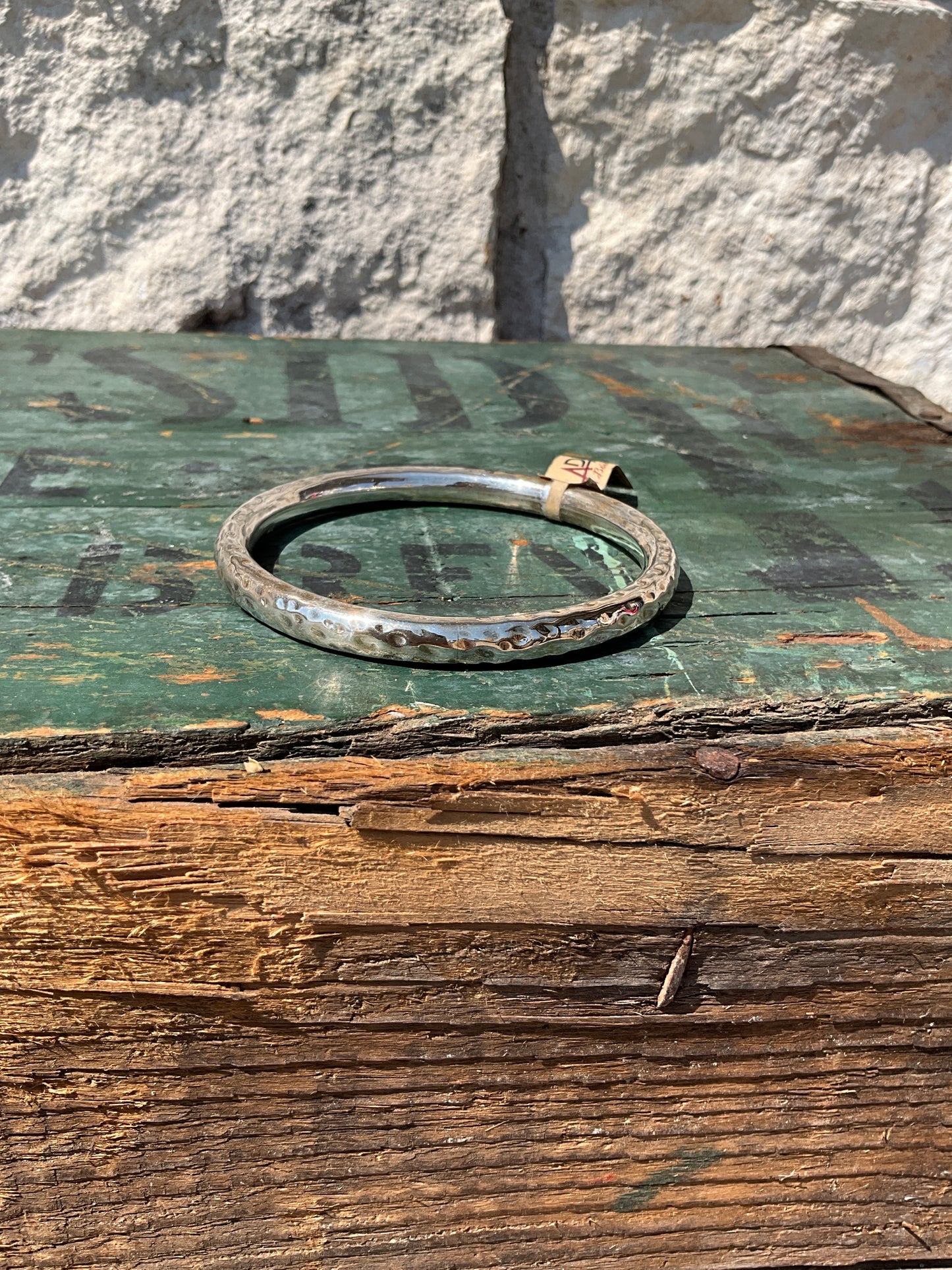 Large Hammered Silver Bangle