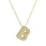 Jeweled Cz Bubble Letter Initial Necklace- GOLD