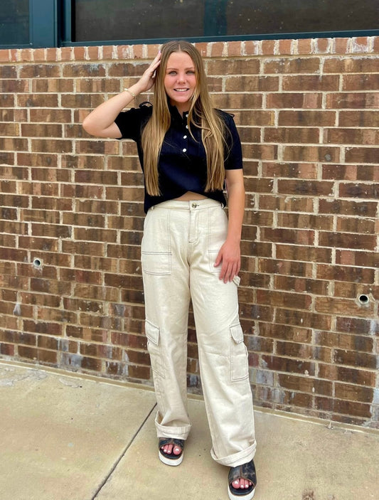 Solid Cargo Pants Oatmeal