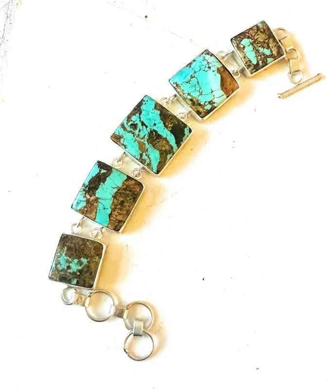 Navajo 8 Turquoise & Sterling Link Bracelet
