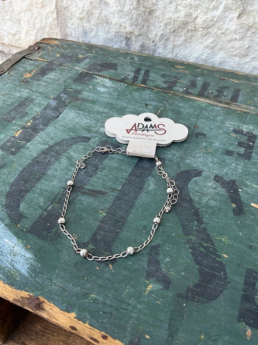 Sterling Small Bead Anklet