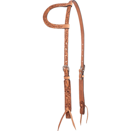 Slip Ear Headstall with Antique Leaf Tooling