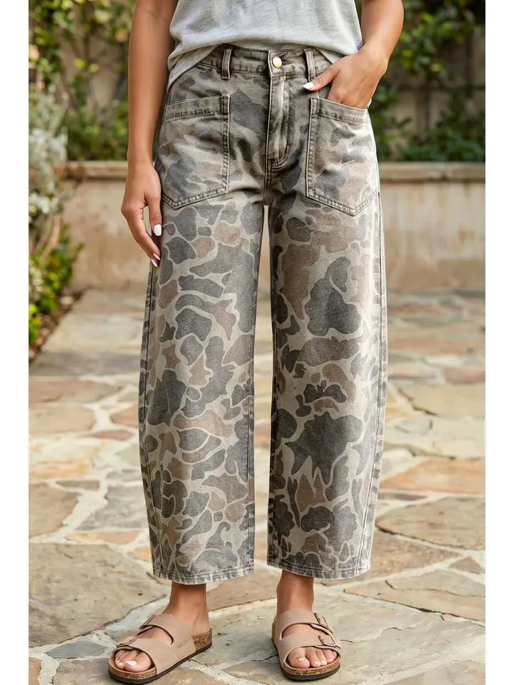 Camouflage Ankle Length Casual Shift Jeans