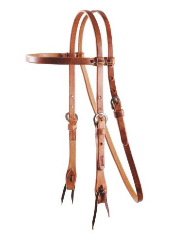 Cowboy Laced Browband Headstall - Nickel-Plated Double Buckles