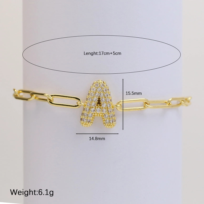 Cz Initial Bubble Balloon Bracelet Gold Filled
