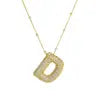 Jeweled Cz Bubble Letter Initial Necklace- GOLD