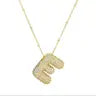 Jeweled Cz Bubble Letter Initial Necklace- GOLD