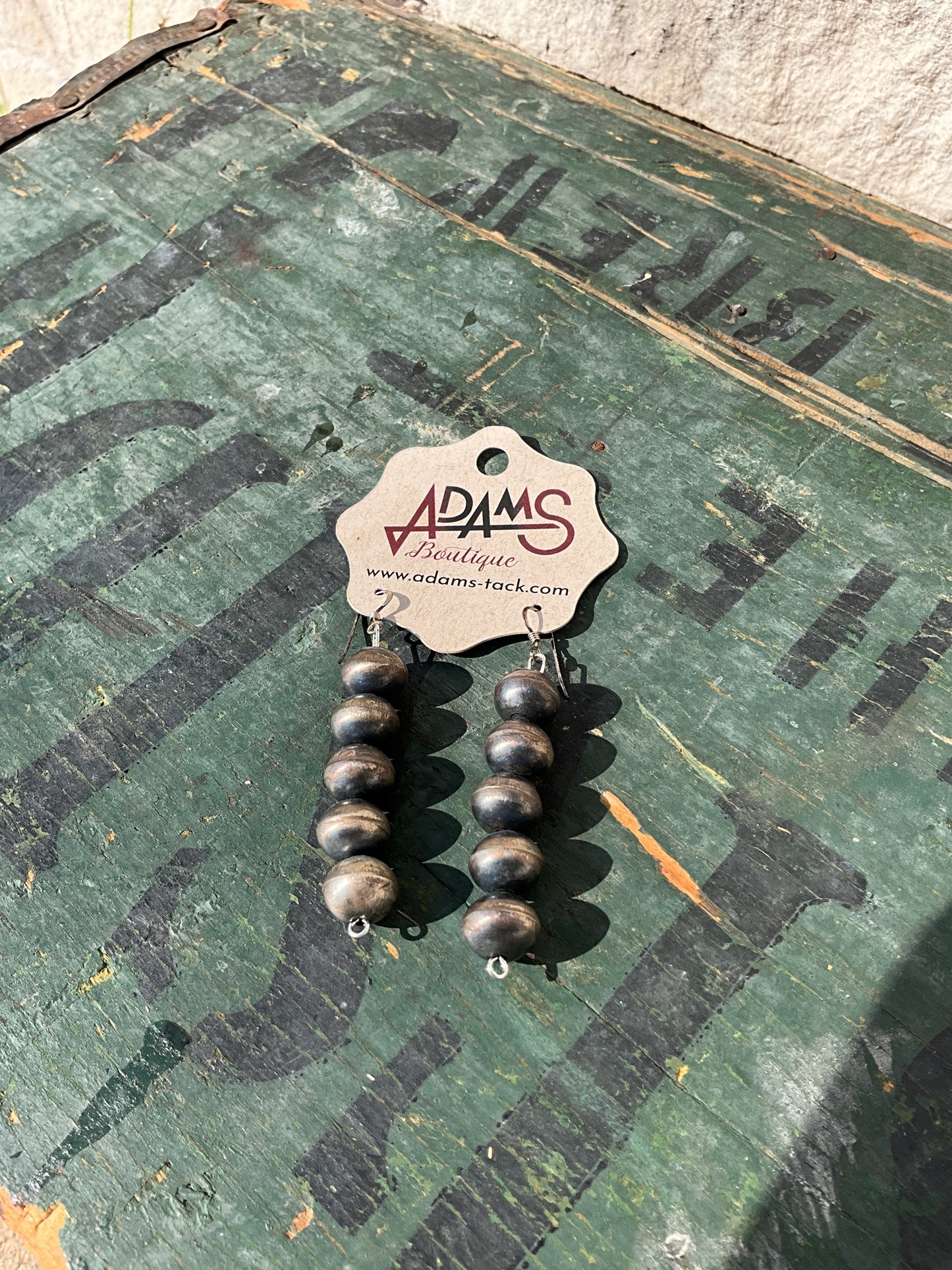Navajo Sterling Silver Pearl Beaded Dangle Earrings 2 3/8