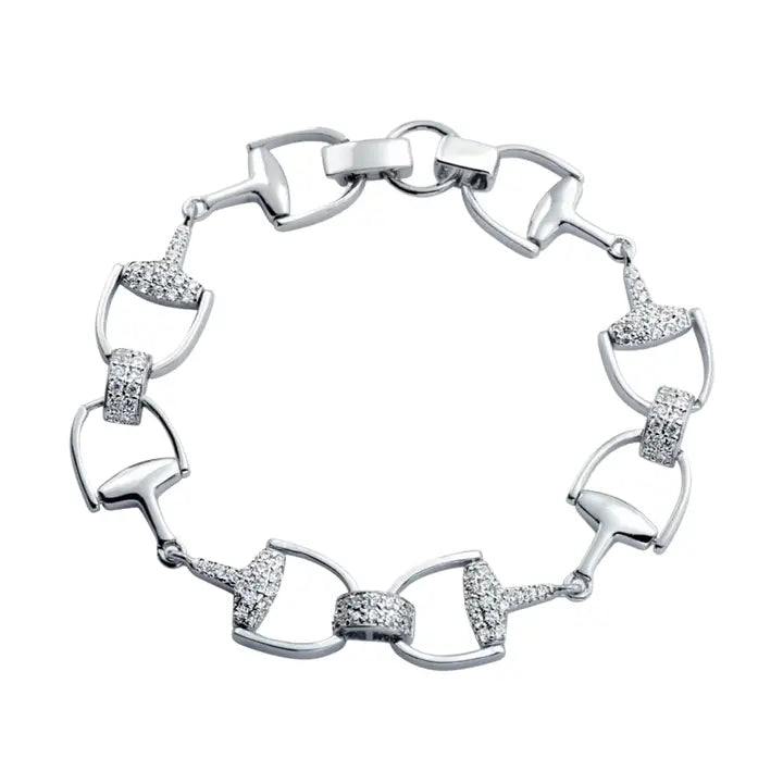 Equestrian Snaffle Bit Pave Sterling Silver Bracelet