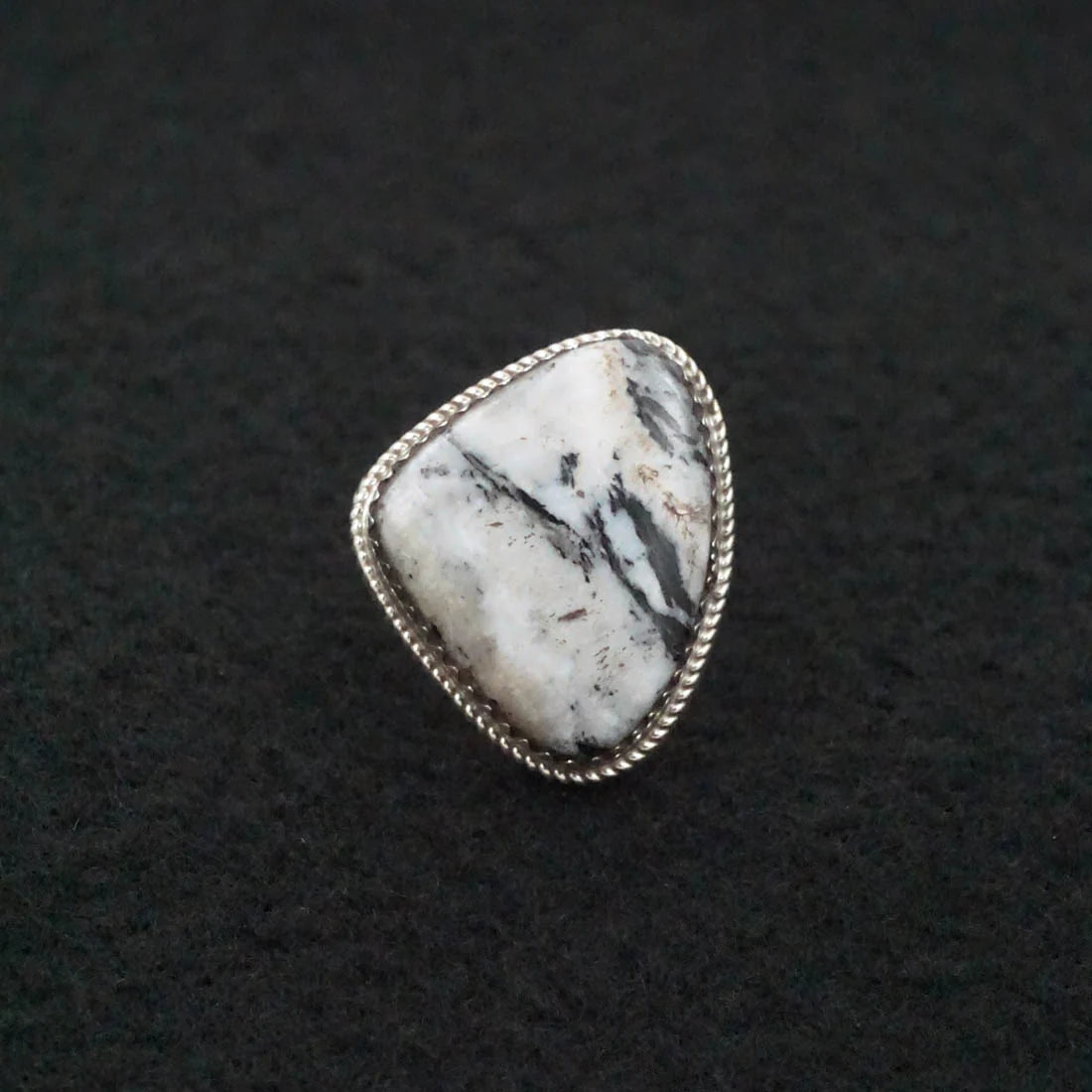 Ernest Hawthorne White Buffalo & Sterling Silver Ring Size 7.5