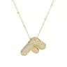Jeweled Cz Bubble Letter Initial Necklace- GOLD