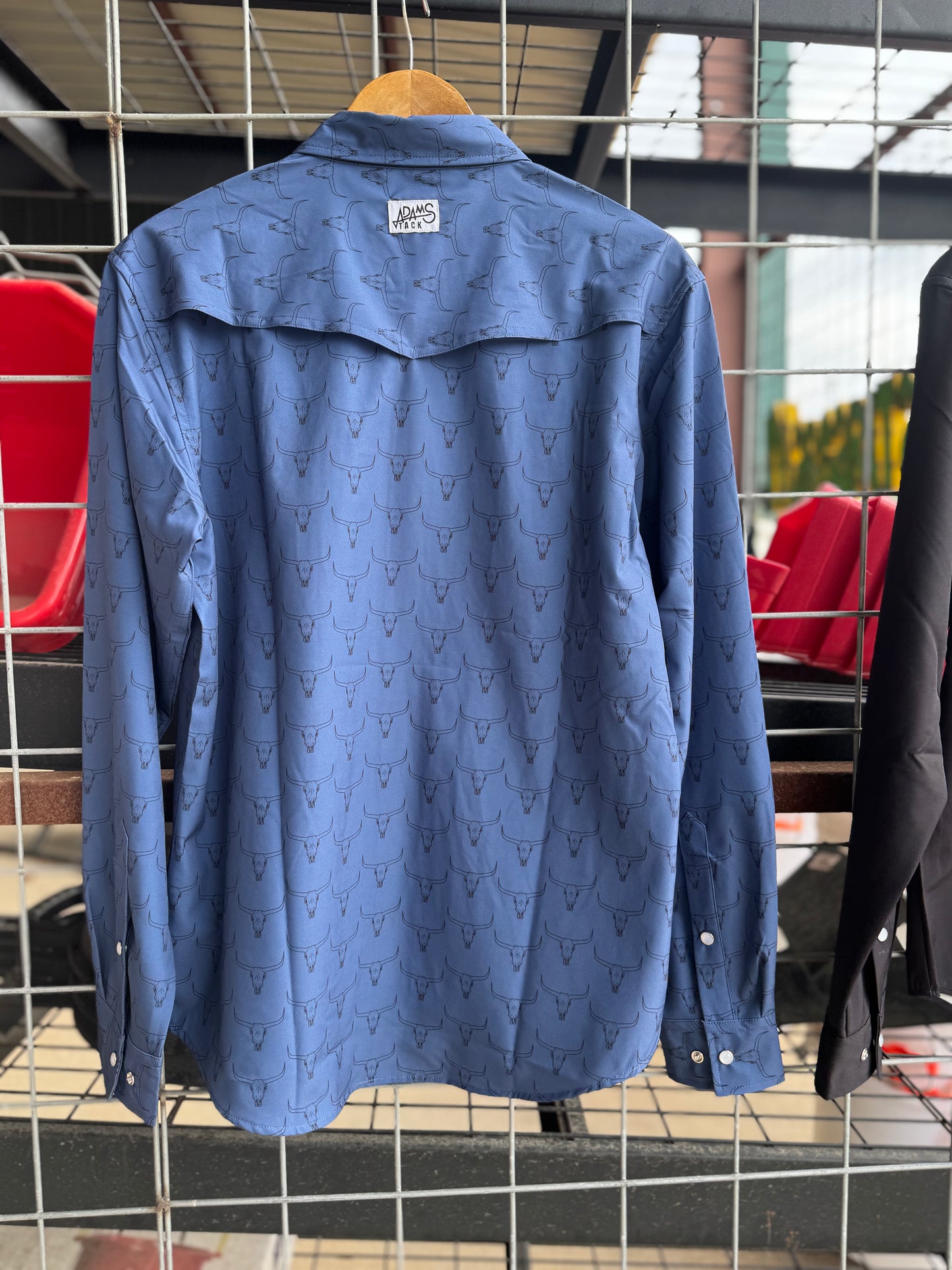 Adams Tack Blue Steer Head L/S Fishing Shirt