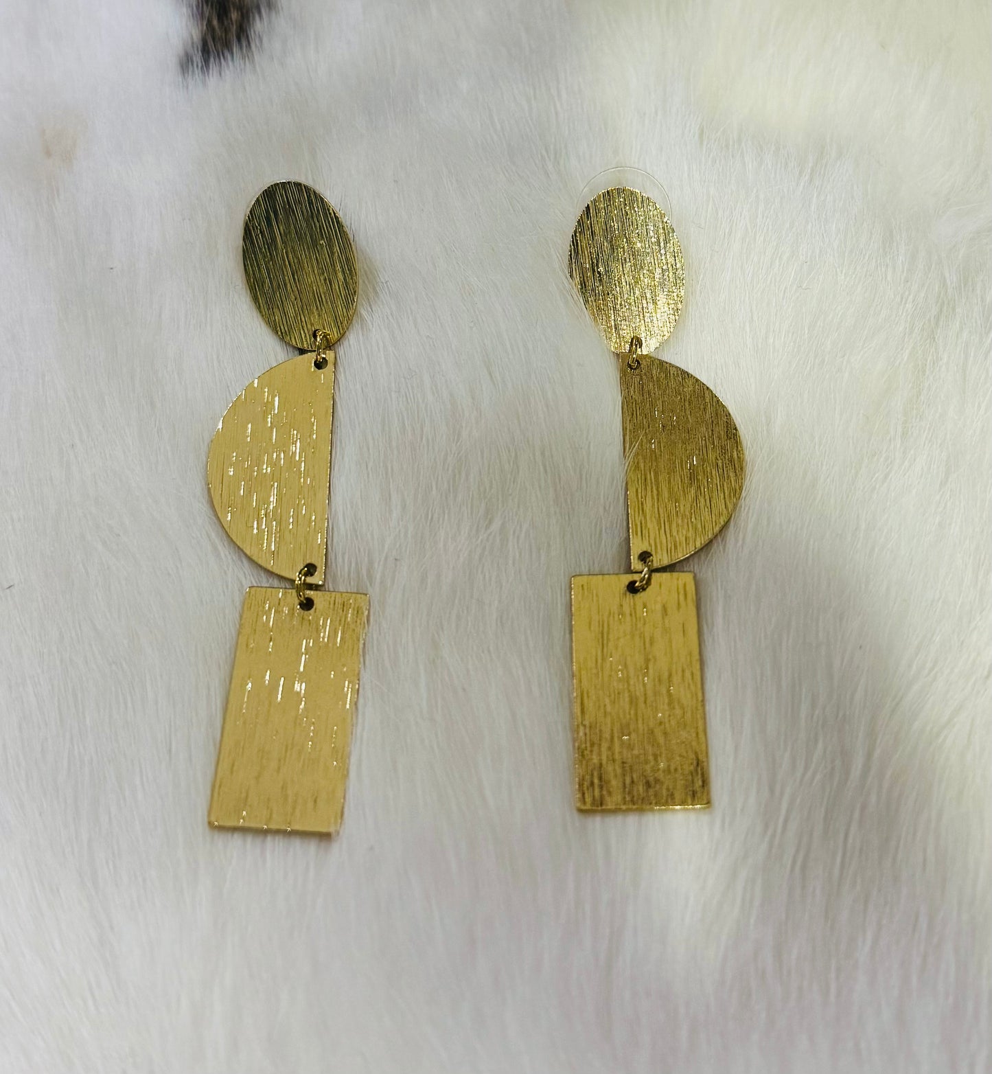 Gold 3 Shape Dangle Earring